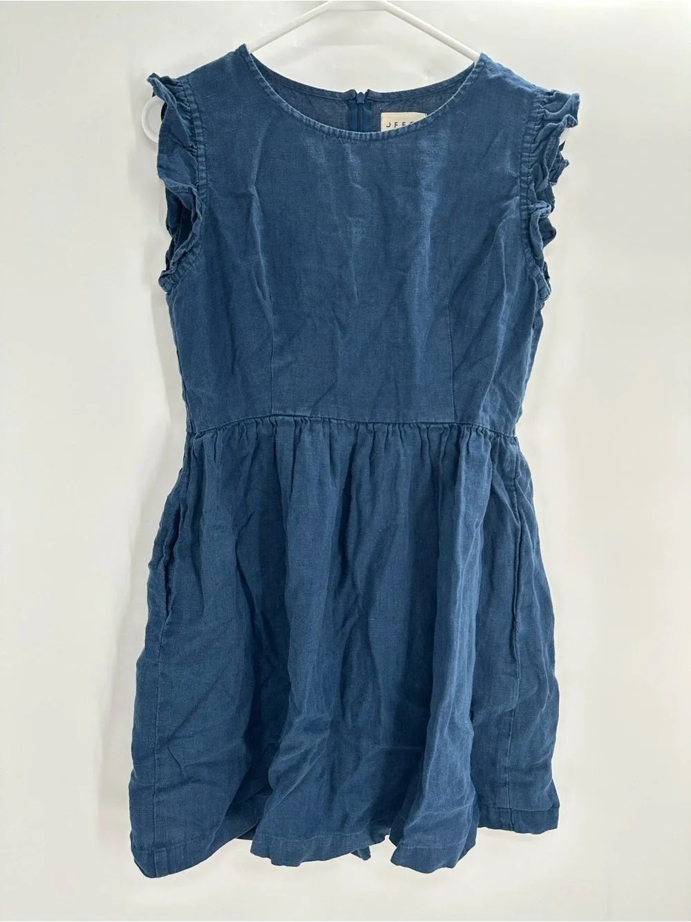 Offon Linen Blue Mini Cap Sleeve Dress Size Small